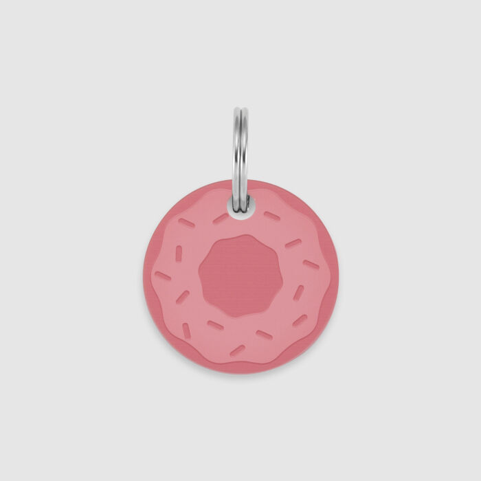 Médaille personnalisée acrylique coloré gravée 24 mm "Donut" framboise