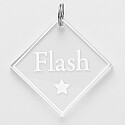 Médaille personnalisée acrylique gravée losange 45x45 mm nom + pictogramme