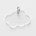Médaille personnalisée acrylique gravée nuage 35x26 mm - nom + numéro