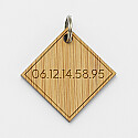 Médaille personnalisée bois gravée losange 35x35 mm numero