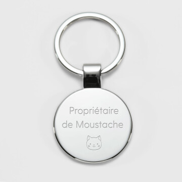 Porte-clés personnalisé gravé acier médaille ronde 37 mm