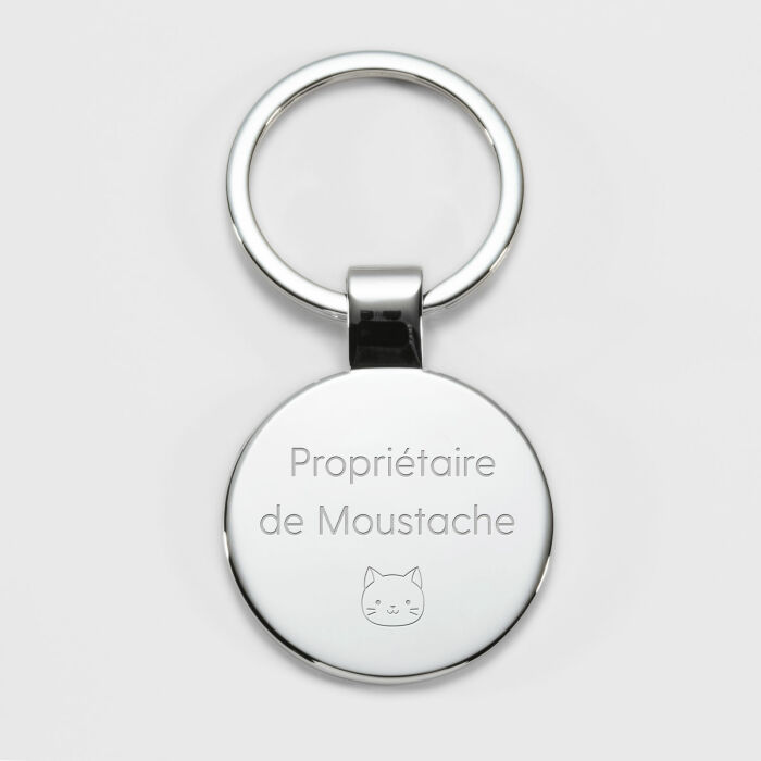 Porte-clés personnalisé gravé acier médaille ronde 37 mm