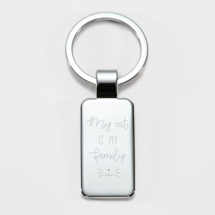 Porte-clés personnalisé gravé acier médaille rectangle 41x22 mm