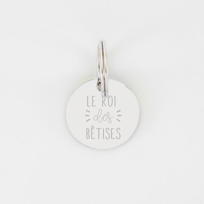 Médaille chat gravée acier inoxydable émaillé Cat Pawer - taille M (25mm)