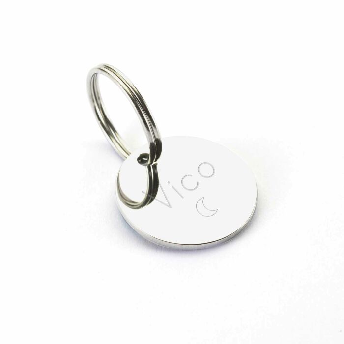 Médaille chat gravée acier inoxydable émaillé Cat Pawer - taille M (25mm)