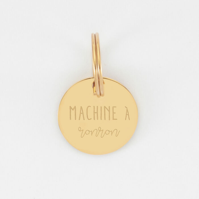 Médaille chat gravée acier inoxydable émaillé doré Cat Pawer - taille M (25mm)