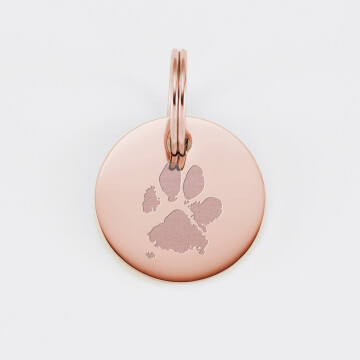 Médaille chien gravée acier inoxydable rose ronde - Taille M (22 mm)