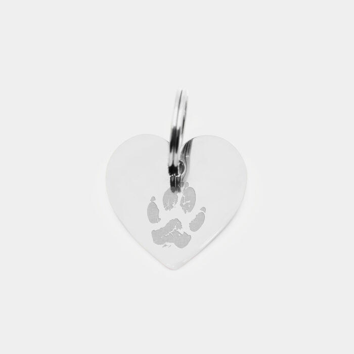 Médaille chien gravée acier inoxydable émaillé coeur scintillant - Taille M (25x25 mm)