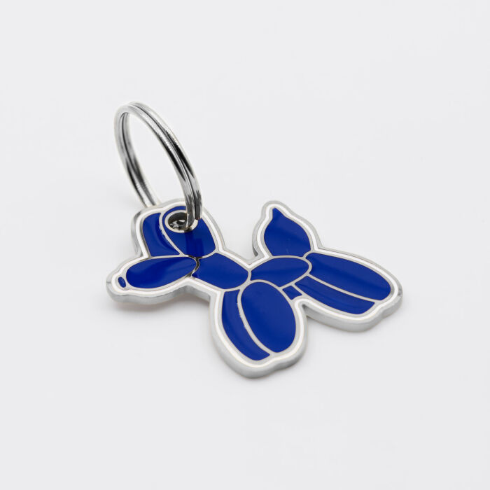 Médaille chien gravée acier inoxydable émaillé chien ballon - Taille M (30x28 mm)