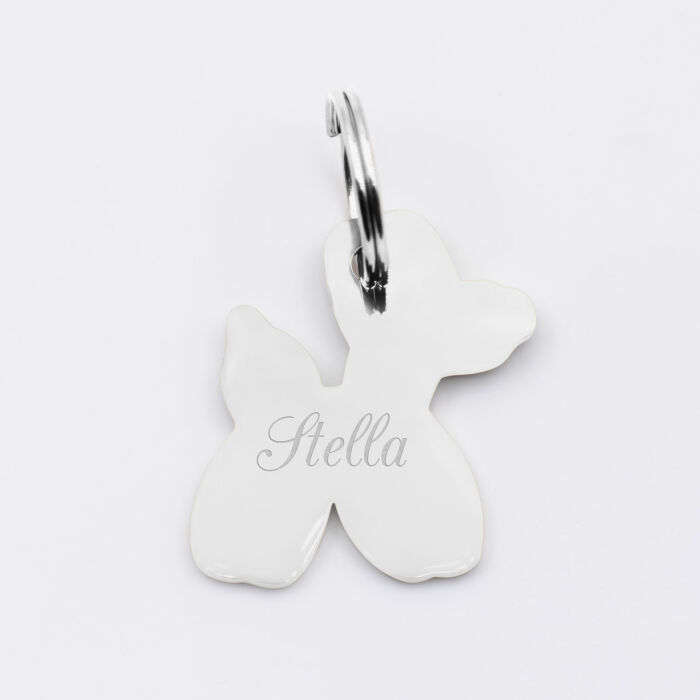 Médaille chien gravée acier inoxydable émaillé chien ballon - Taille M (30x28 mm)