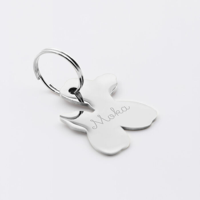 Médaille chien gravée acier inoxydable émaillé chien ballon - Taille M (30x28 mm)