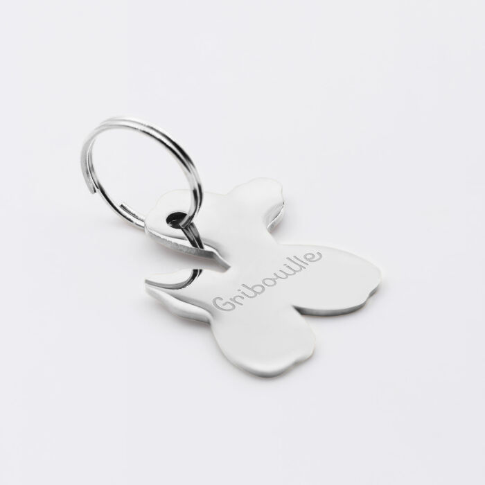 Médaille chien gravée acier inoxydable émaillé chien ballon - Taille M (30x28 mm)