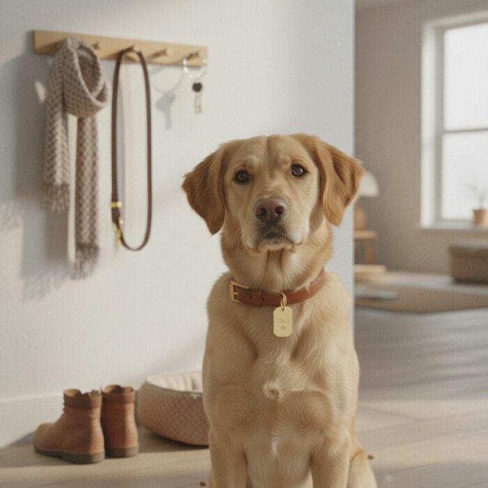 Médaille chien gravée acier inoxydable doré plaque militaire - Taille L (22x35 mm)