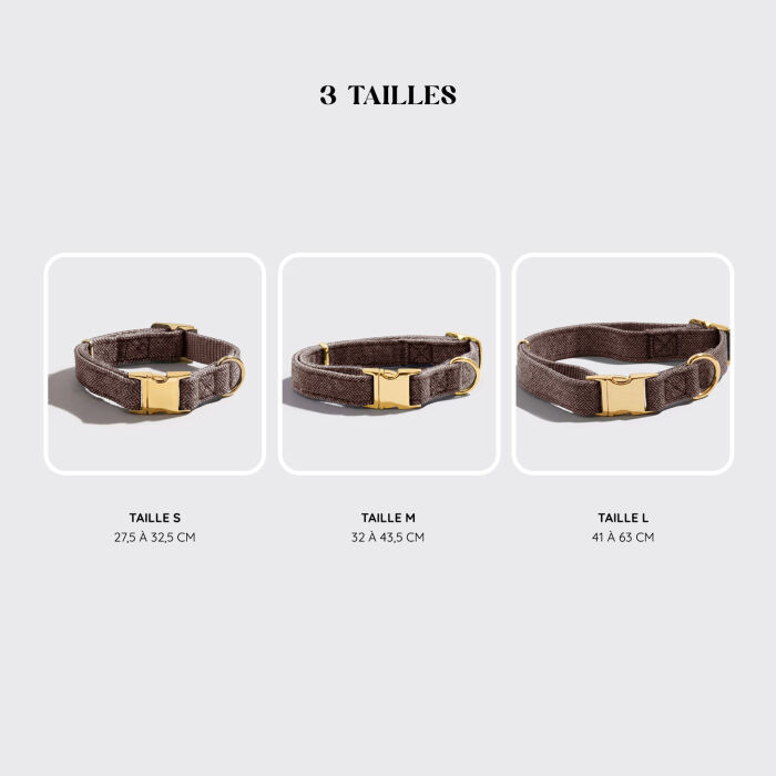 Collier chien tissu Chevron marron réglable