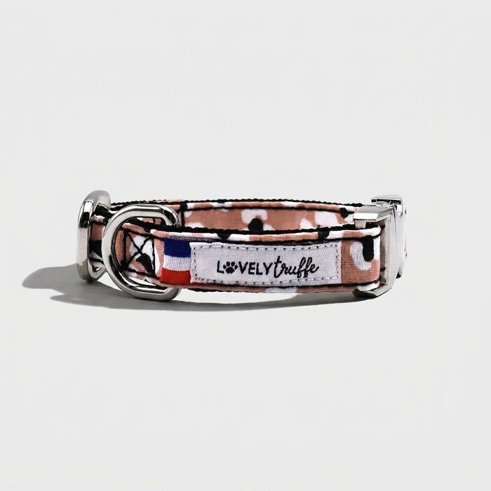 Collier chien tissu léopard réglable