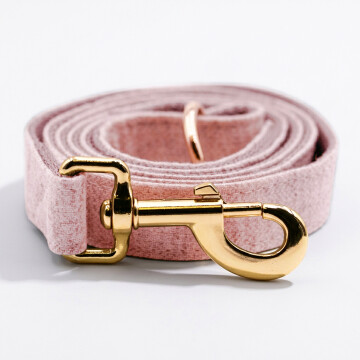 Laisse chien tissu tweed rose 2,5x121 cm