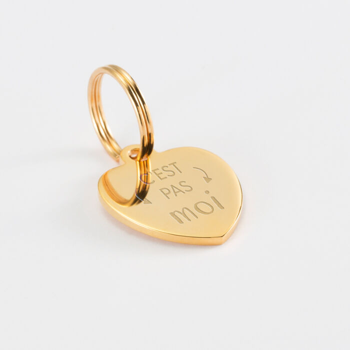 Médaille personnalisée métal doré gravé cœur 18x22 mm - citation