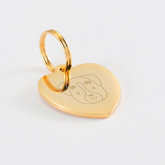 Médaille personnalisée métal doré gravé cœur 23x26 mm - illustration