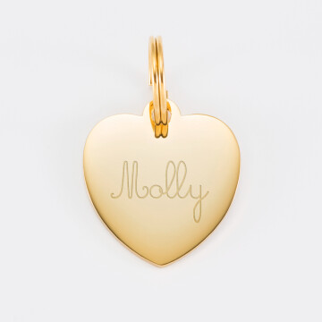 Médaille personnalisée métal doré gravé cœur 23x26 mm - nom