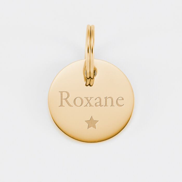 Médaille personnalisée métal doré gravé 22 mm - nom+pictogramme