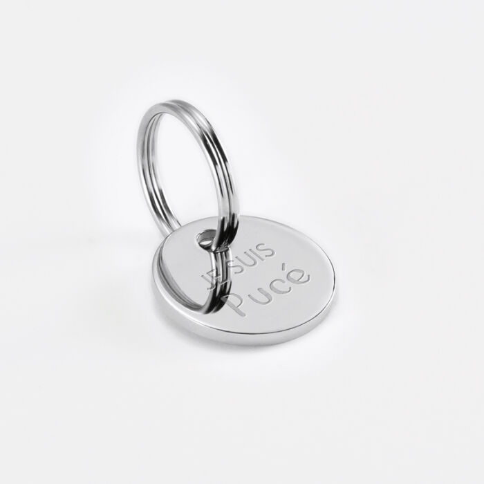 Médaille personnalisée métal argenté gravé 16 mm - citation