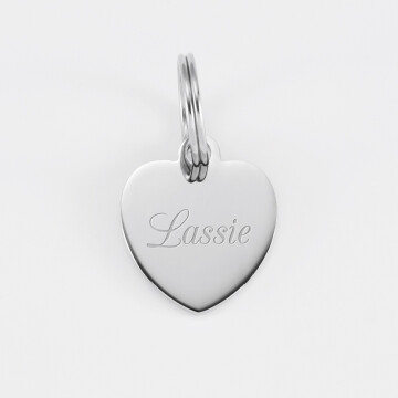 Médaille personnalisée métal argenté gravé cœur 18x22 mm - nom
