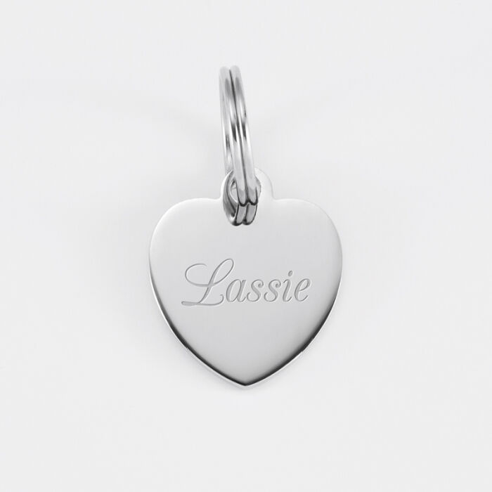 Médaille personnalisée métal argenté gravé cœur 18x22 mm - nom