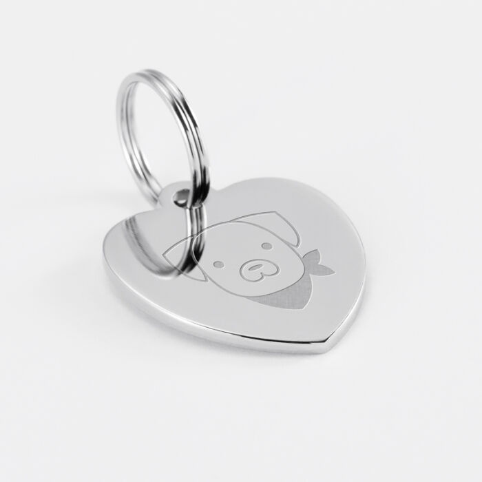 Médaille personnalisée métal argenté gravé cœur 23x26 mm - illustration