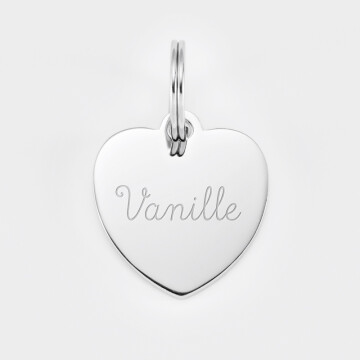 Médaille personnalisée métal argenté gravé cœur 23x26 mm - nom