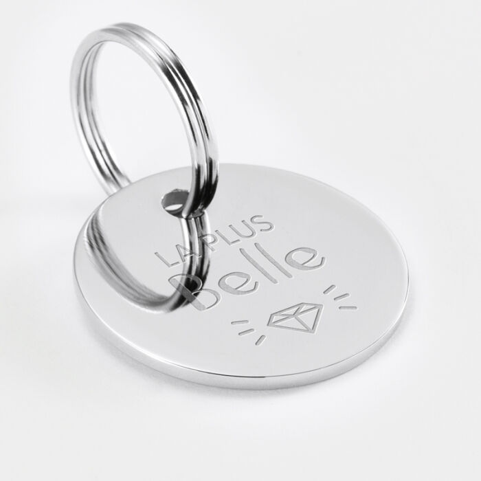 Médaille personnalisée métal argenté gravé 33 mm - citation