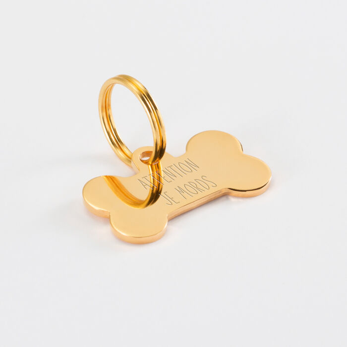 Médaille personnalisée métal doré gravé os 26x14 mm - texte