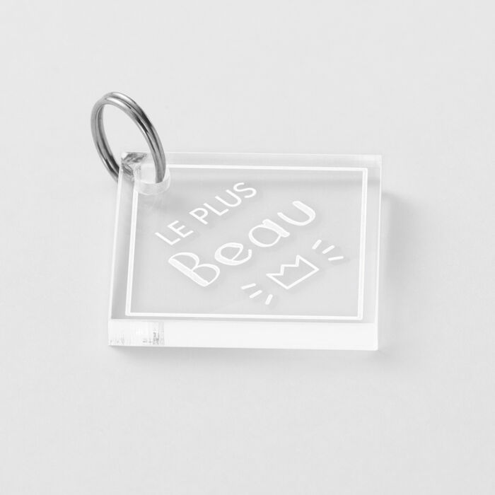 Médaille personnalisée acrylique gravée losange 35x35 mm - citation