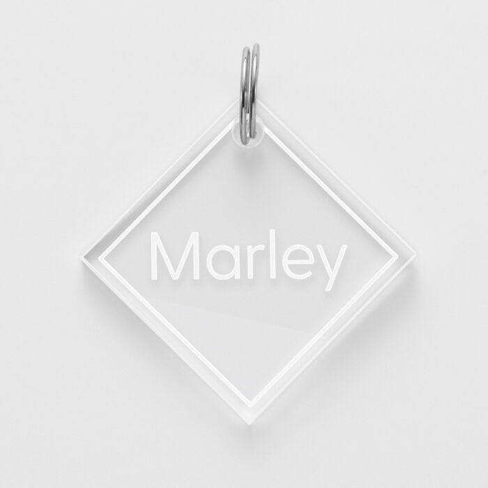 Médaille personnalisée acrylique gravée losange 35x35 mm - nom