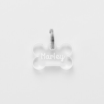 Médaille personnalisée acrylique gravée os 20x13 mm - nom