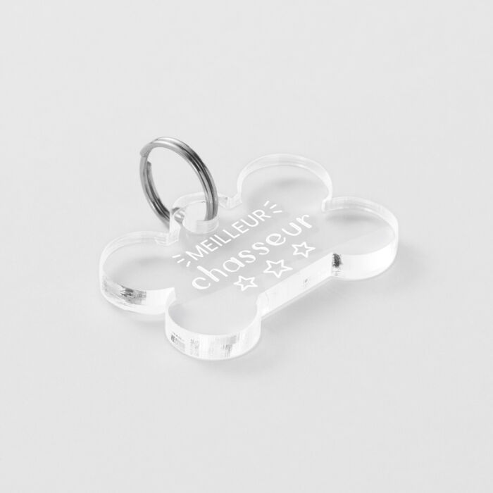 Médaille personnalisée acrylique gravée os 27x18 mm - citation