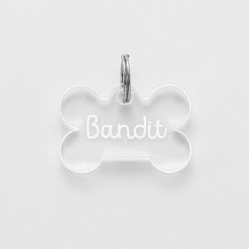 Médaille personnalisée acrylique gravée os 27x18 mm - nom Médaille personnalisée acrylique gravée os 27x18 mm - nom