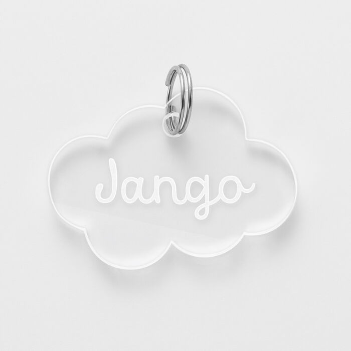 Médaille personnalisée acrylique gravée nuage 35x26 mm - nom