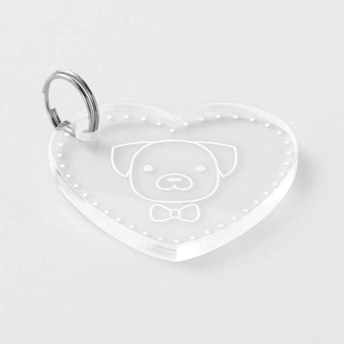 Médaille personnalisée acrylique gravée cœur 33x30 mm - illustration