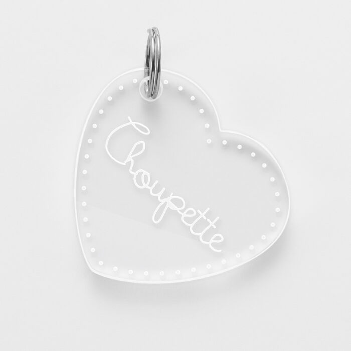 Médaille personnalisée acrylique gravée cœur 33x30 mm - nom