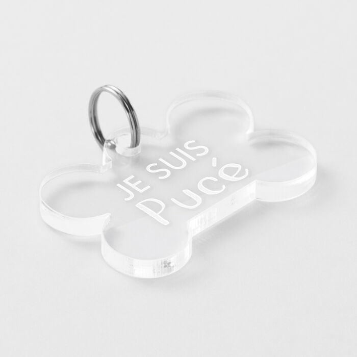 Médaille personnalisée acrylique gravée os 35x24 mm - citation