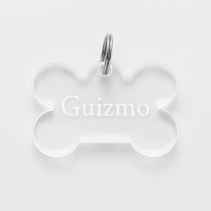 Médaille personnalisée acrylique gravée os 35x24 mm - nom