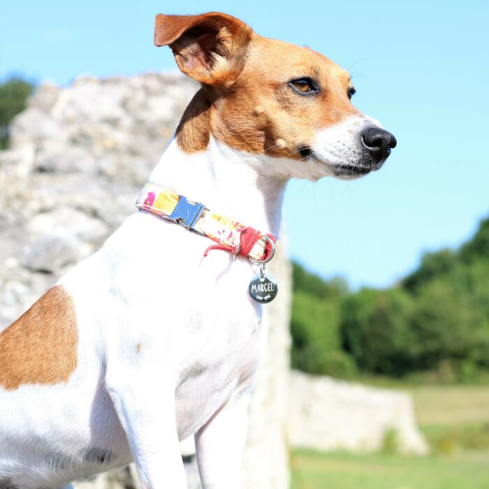 Médaille personnalisée métal argenté gravé 22 mm - porté 1