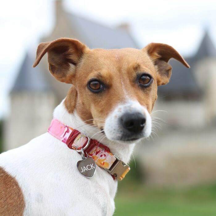 Médaille personnalisée métal argenté gravé cœur 23x26 mm - porté 1