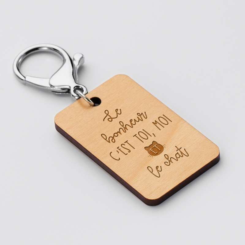 Porte-clé Ovale Polymère Personnalisé Avec Prénom - Chat, Made In France, Réf 04