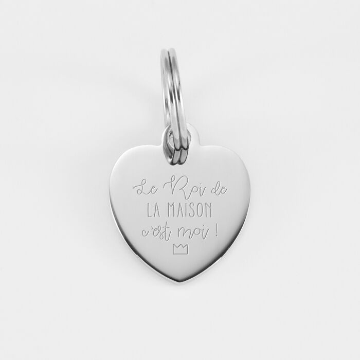 Médaille personnalisée métal argenté gravé cœur 18x22 mm - nom 2