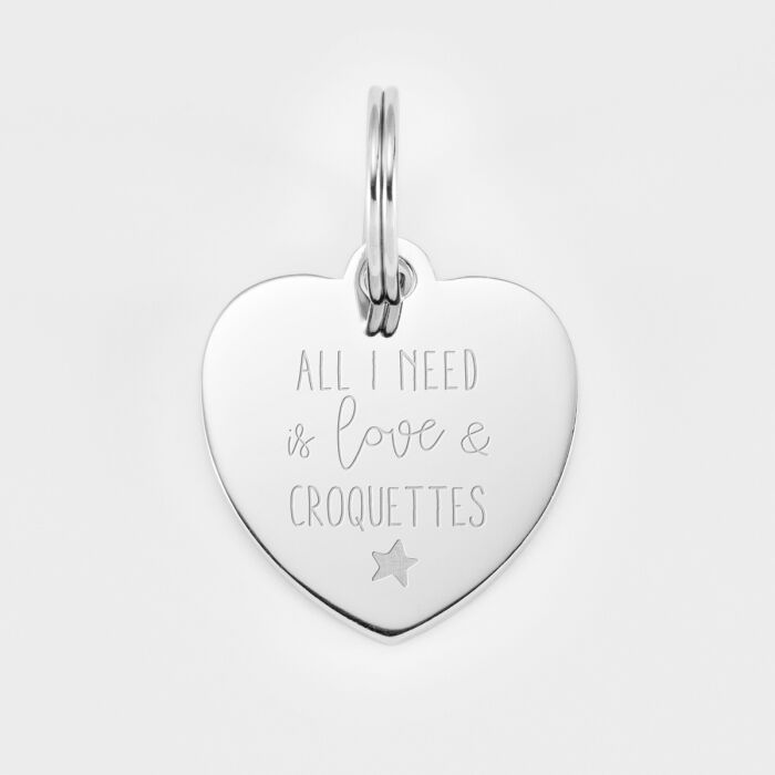 Médaille personnalisée métal argenté gravé cœur 23x26 mm - citation