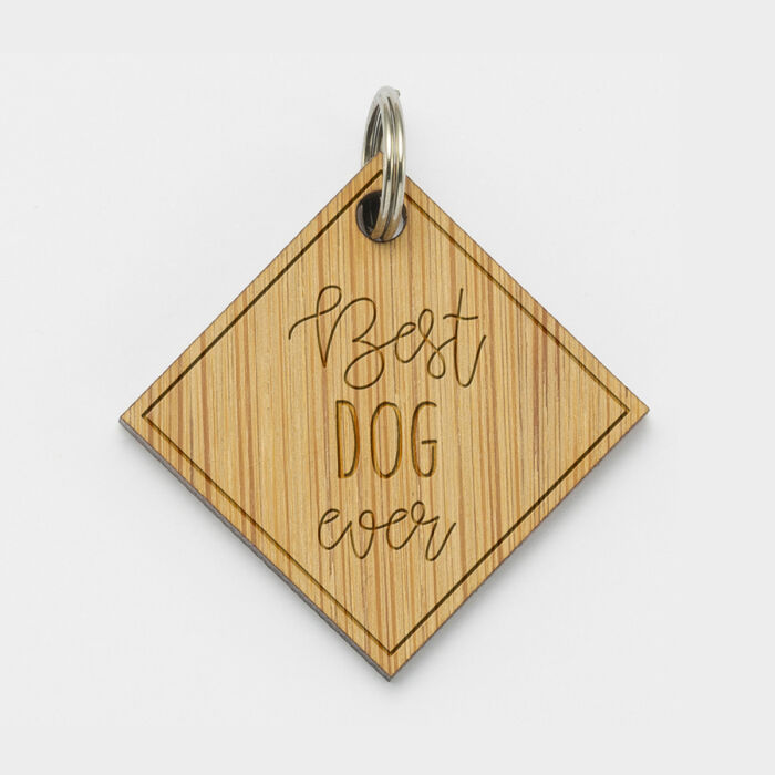 Médaille personnalisée bois gravée losange 35x35 mm citation