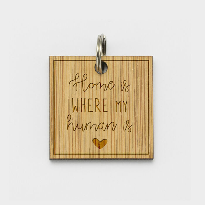 Médaille personnalisée bois gravée carré 27x27 mm citation