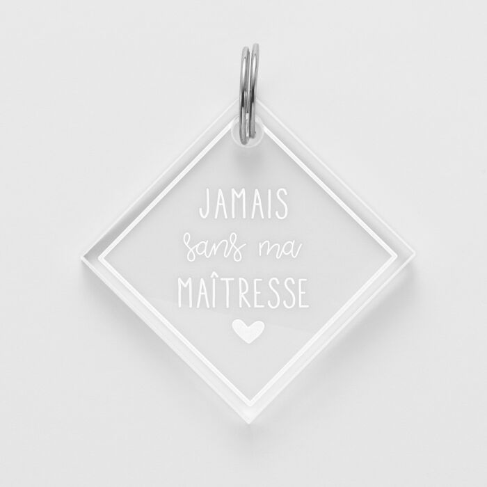 Médaille personnalisée acrylique gravée losange 35x35 mm - nom 2