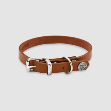 Collier cuir - taille petit marron